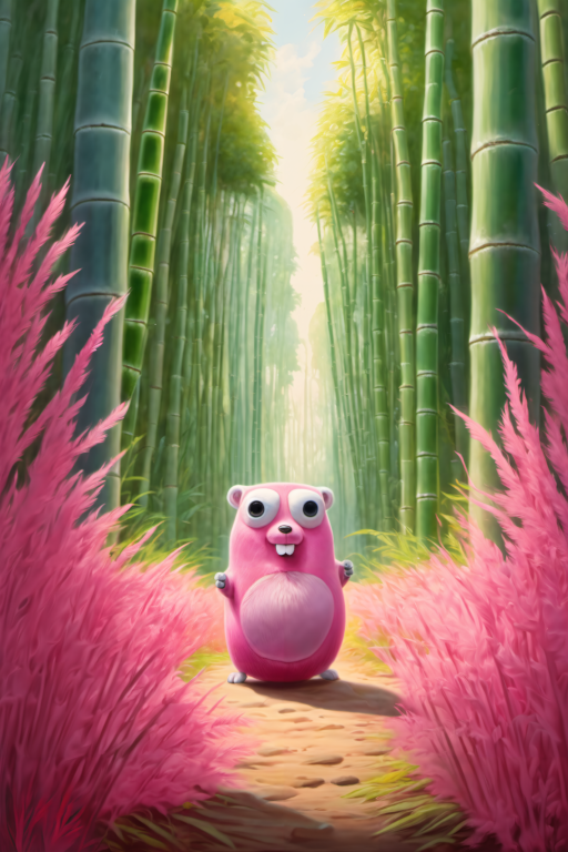 Image Asset of "Pink Gopher in a Bamboo Forest"